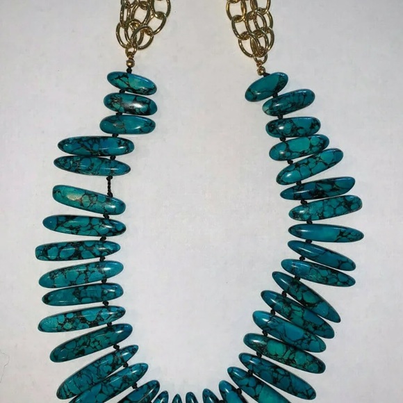JANNA CONNER turquoise collar statement boho necklace - Picture 4 of 6